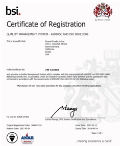 Quality Certifications - AS9100 Rev D